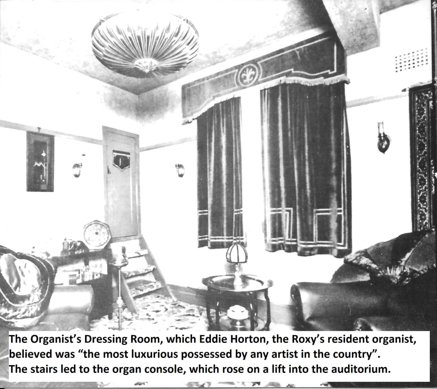 The Roxy organist's dressing room with luxurious furnishings