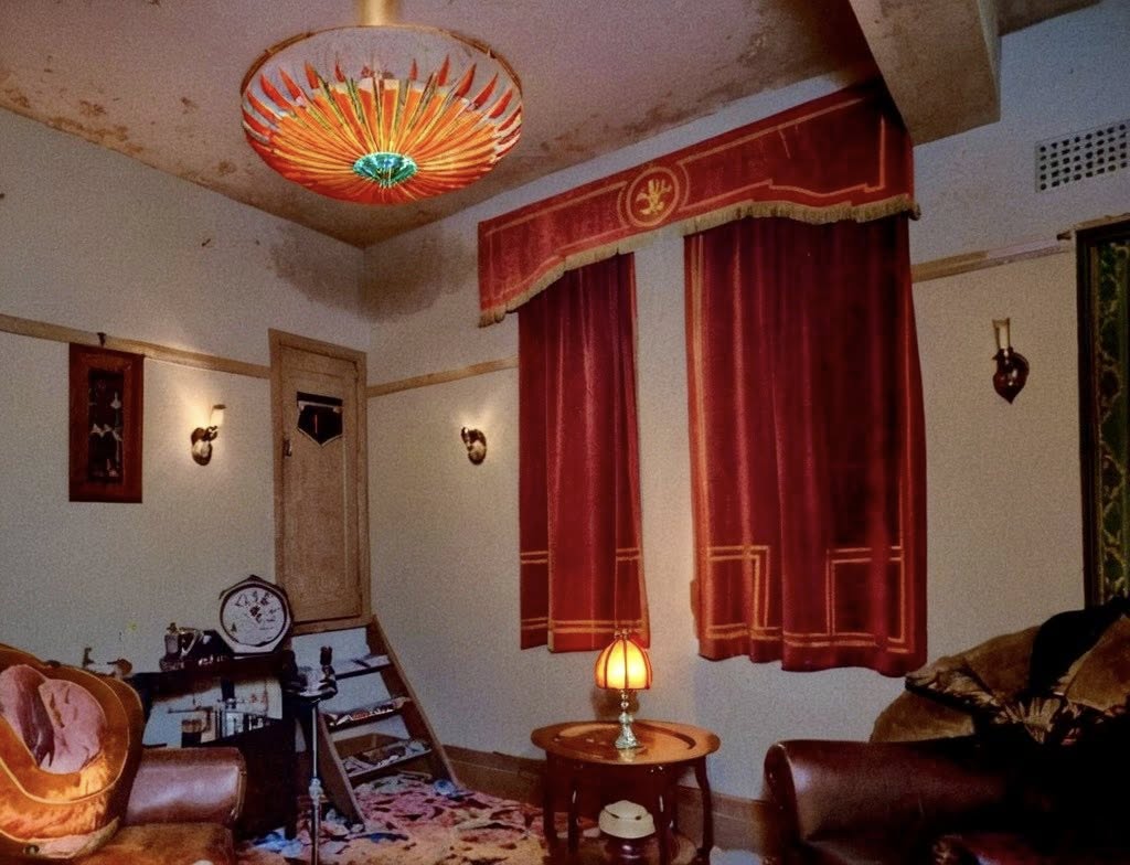 The Organist's Dressing Room, which Eddie Horton, the Roxy's resident organist, believed was “the most luxurious possessed by any artist in the country”. The stairs led to the organ console, which rose on a lift into the auditorium.